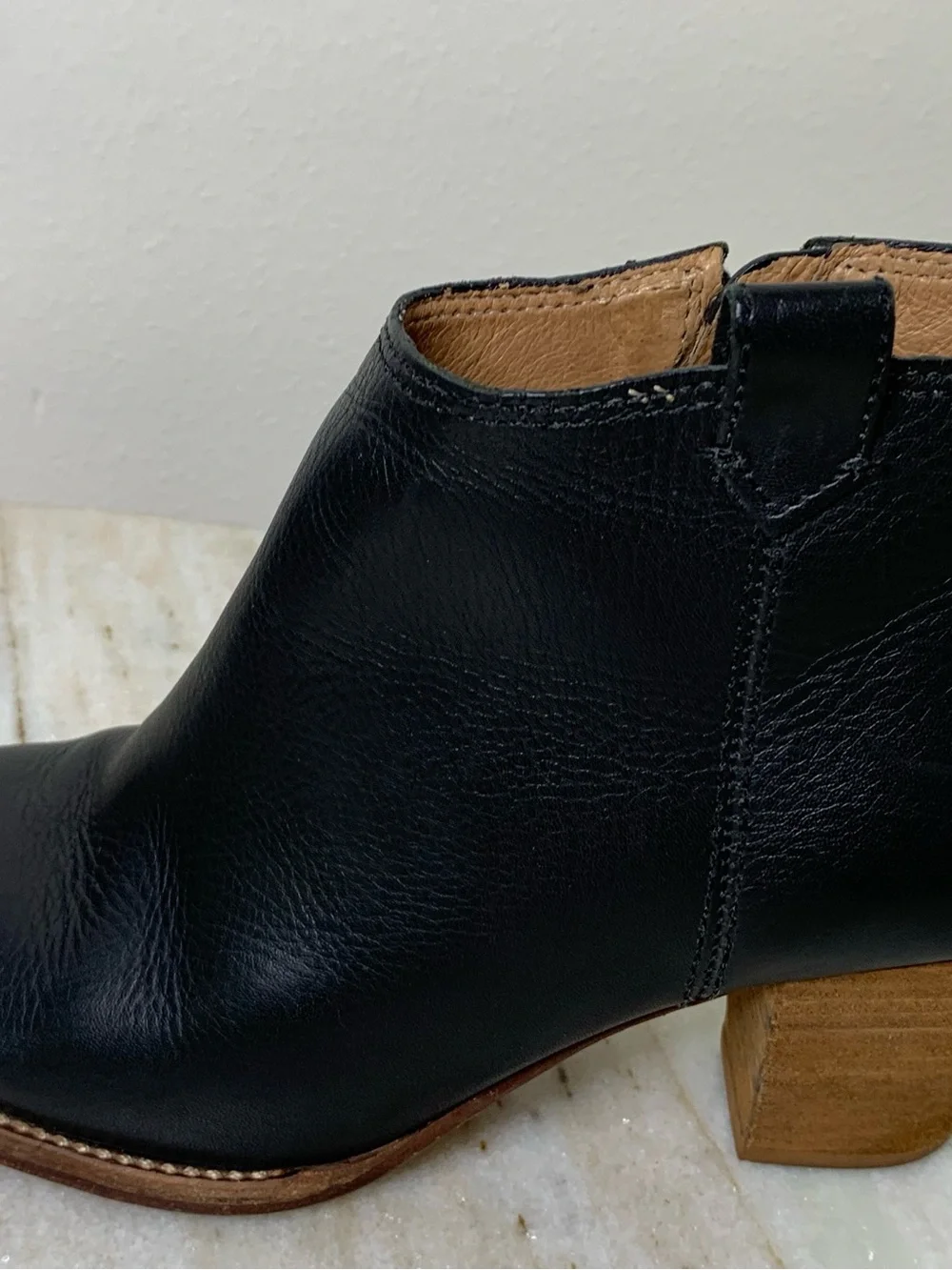 Madewell boot ankle “The Billie” black Leather style f5044 Stacked Sole - Picture 7 of 11
